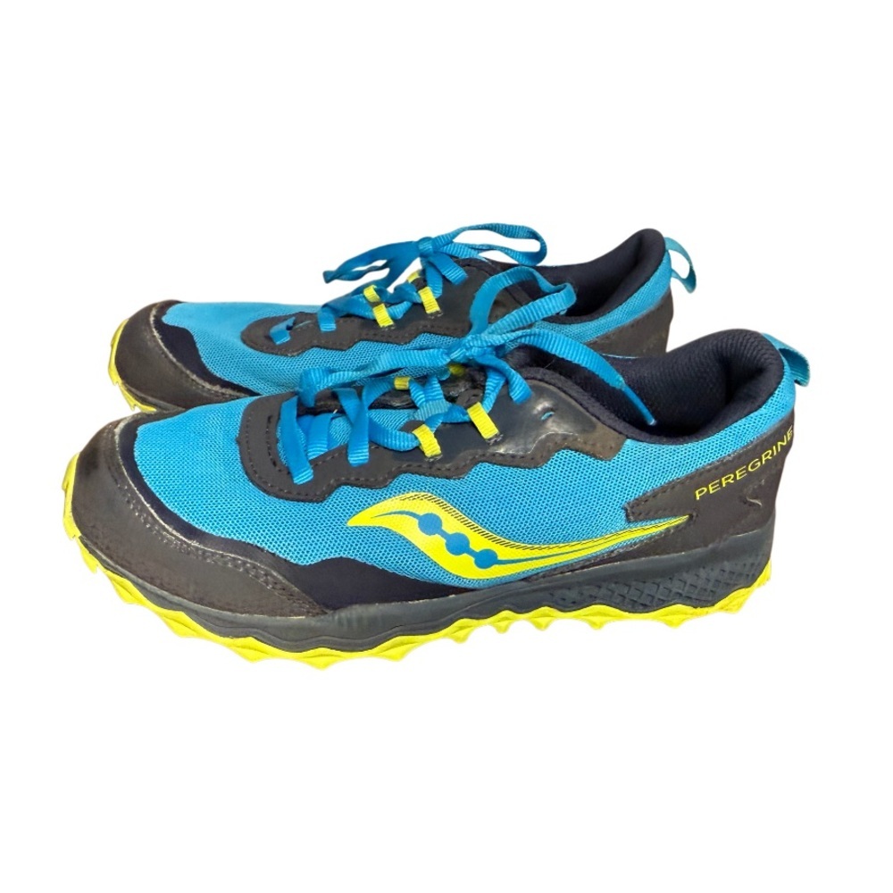 Saucony Big Kid’s Peregrine Blue and Yellow Athletic Shoes